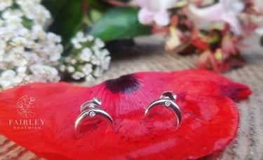 moon stud earrings sterling silver